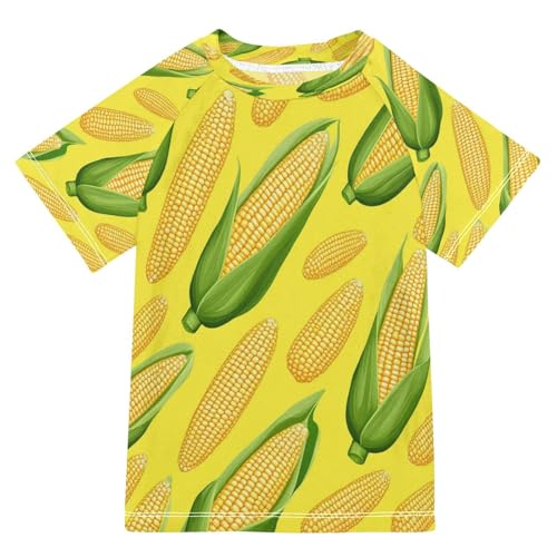 Boys Rash Guard Short Sleeve UPF 50+ Cute Axolotl Quick Dry Swim Shirts Swimwear for 3-12Y