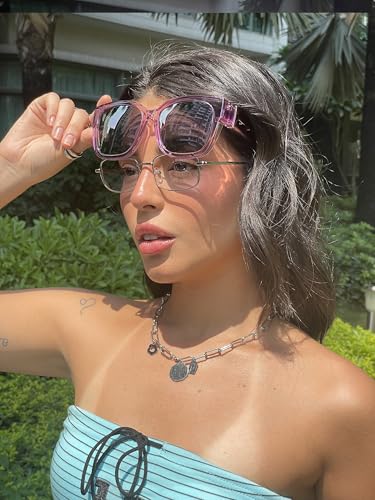 FancyPink Womens Mirrored Sunglasses Fit Over Glasses for Women Polarized -Trendy Large Square Sunglasses w UV Protection4