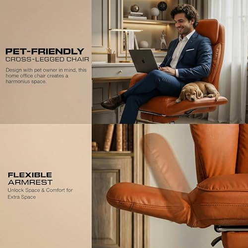 Image of DROGO Emperium Pro Ergonomic Office Chair for Work from Home 400LBS | Computer Chair for Study with High Back,Cushion Seat,Armrest, Head & Lumbar Support | Gaming Chair with Footrest & Recline(Brown)