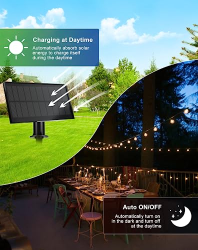 Zuske Solar Festoon Lights Outdoor, 15M/50FT Solar Lights Outdoor Garden with 25+2 G40 Globe Shatterproof LED Bulbs - Image 3