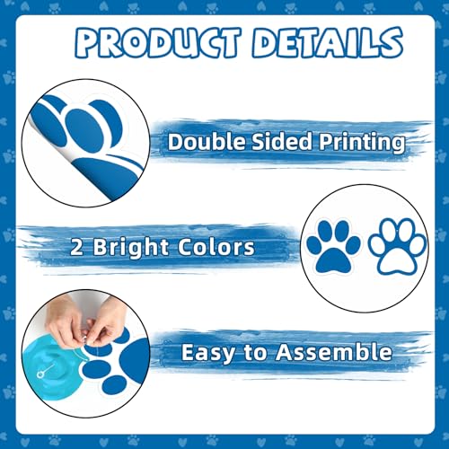 Image of 24 Pcs Dog Paw Prints Themed Party Hanging Swirl Blue White Puppy Birthday Decorations Banners Paw Prints Ceiling Streamers for Pets Birthday Baby Shower Party Favors Supplies