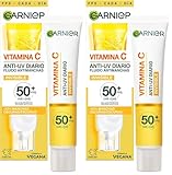 Garnier Vitamin C Daily UV, Invisible Brightening Fluid, SPF50+, Prevents + Corrects Sun Damages, Face & Neck, For all skin types, Cruelty Free, Vegan, 40ml (Pack of 2)