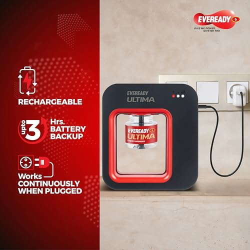 Image of Eveready Ultima Portable Mosquito Repellent Machine + Refill, India's 1st Rechargeable Liquid Vaporiser, 2-Mode Action, Up to 3 hrs Battery Backup, 100% Protection from Dengue, Malaria & Chikungunya