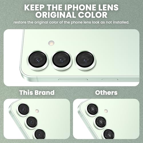 Image of FIRST MART Mint Green Camera Ring Guard Protector for Samsung Galaxy S25 | Tempered Glass with Metal Alloy Rings, HD Clear, Scratch Resistant, Case-Friendly | Pack of 1