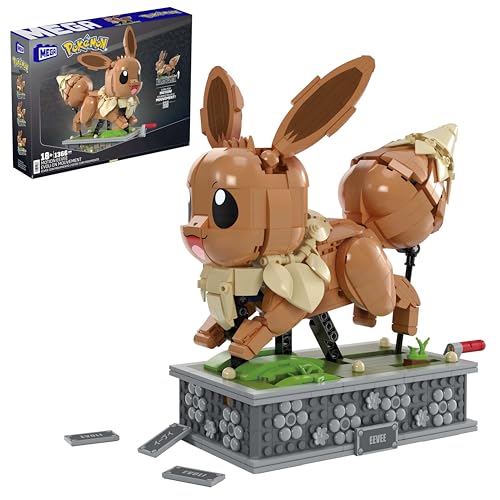 MEGA Pokémon Action Figure Building Set Motion Eevee with 1366 Pieces Turn Crank for Running Movement Build & Display Toy for Collectors HTH71