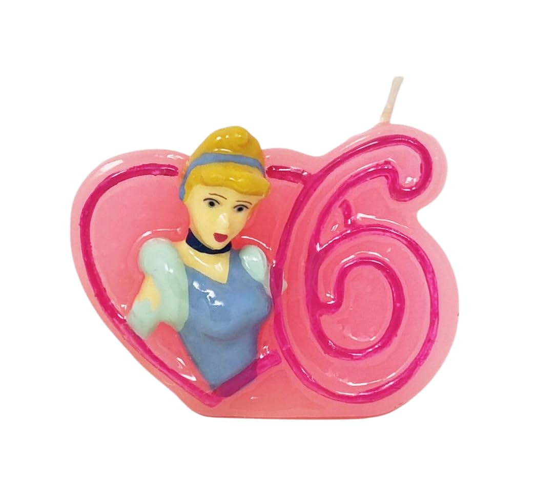 Disney Pink Princesses Birthday Candle Number 6