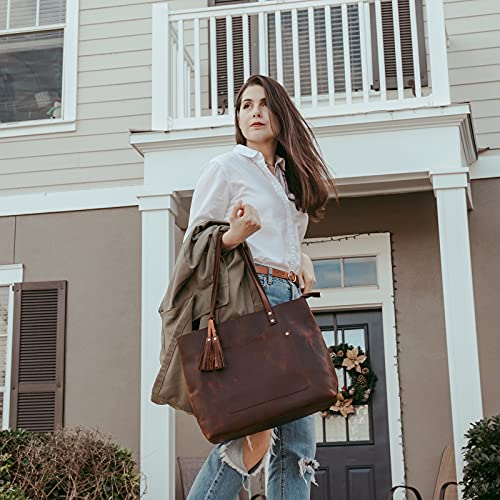Bolso Tote de Cuero Vintage para Mujer Grande de Trabajo miniatura 2