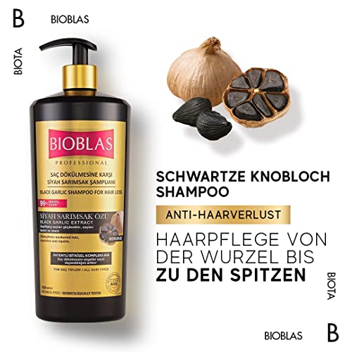 Bioblas Knoblauch Sparset l Schwarzer Knoblauch Shampoo 1000ml + Knoblauch Shampoo 500 ml