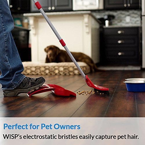 WISPsystem Best 90 Degree Angle One-Handed Broom with Dustpan and Telescoping Handle w/Bristle Seal Technology (Blue)