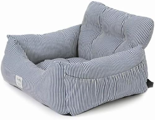 Dtnw運転席 車両用ドライブボックス ペット用ソファ 犬猫用クッション 運転用ベッド 家庭用 車両用 ペット用ベッド 運転用品 (ストライプ,50*45*36cm)