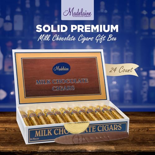 Madelaine Solid Premium Milk Chocolate Cigar Gift Box - Made with Fresh Milk, Cocoa Bean & Swiss-Formulated Chocolate - Ideal for Father's Day - 24 Count Individually Wrapped in an Elegant Hard Box - Image 3