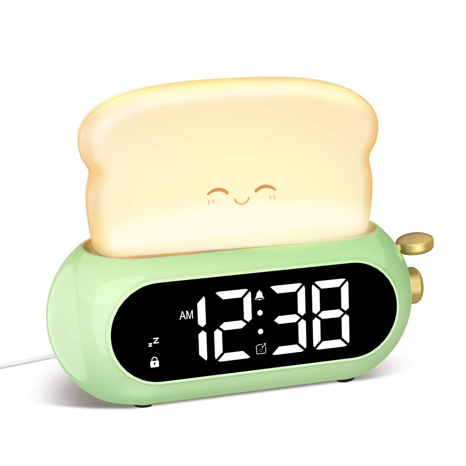 Kids Alarm Clocks for Bedroom, Cute Digital Clock with Night Light, 10 Ringtones, 10 Volumes, Nap Timer, Brightness Dimmer, Snooze, Bedside Alarm Clocks for Boys Girls Teens Birthday Gift, Plug-in Use