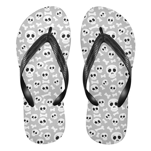Skull Gray Flip Flop Beach Summer Casual Sandal for Women & Men Shower Shoes 2301688