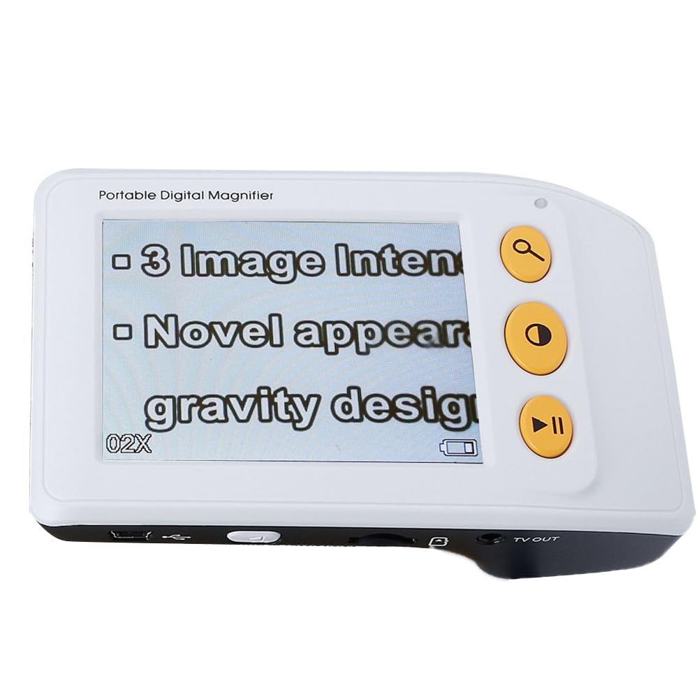 Onchdbfhuu 3.5" LCD Screen Digital Video Magnifier for Low Vision Portable Electronic Reading Aid 2-25x Zoom for Seniors White