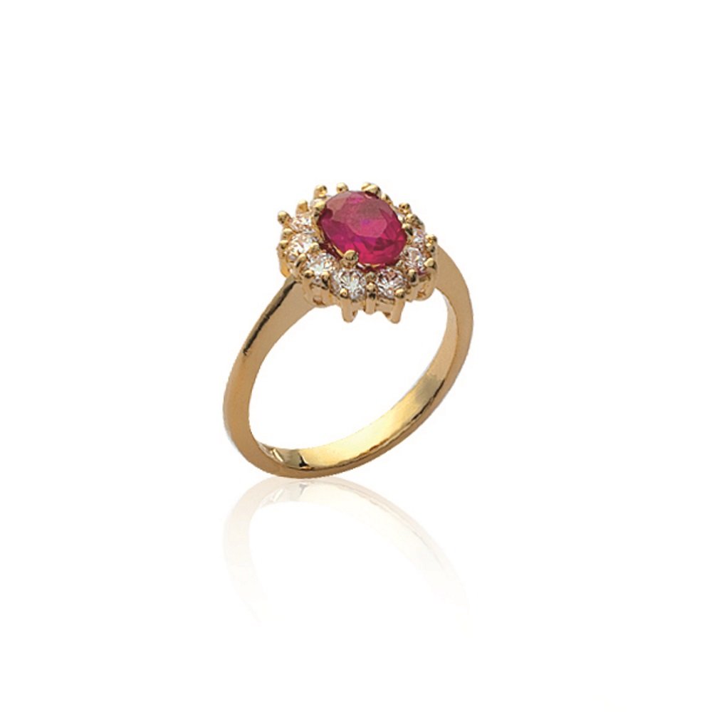 Anello Marquise cristallo rosso rubino placcato oro 18 carati misure 50-68, 10, Placcato oro, Nessuna pietra preziosa