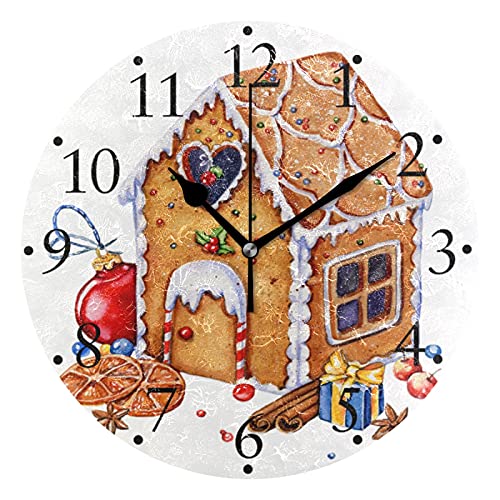 HUSSRITY Wall Clocks, Gingerbread House Wall Clock Hanging Modern Art