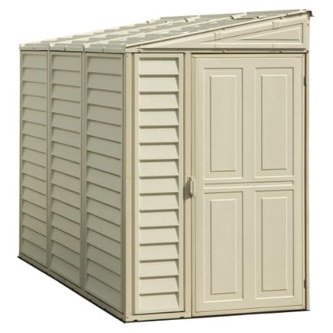 Duramax SideMate 4' x 8' Plastic Garden Shed with Foundation Kit - Ivory - 15 Years Warranty Cover