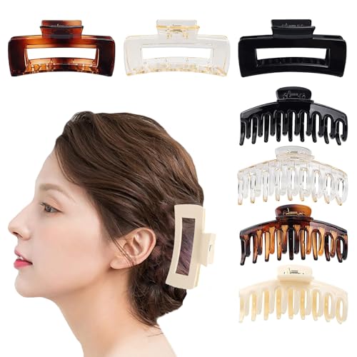 WUBAYI 8Pcs Claw Clips Hair Clips for Women and Girls Claw Clips for Thick Hair Non Slip Claw Clip Strong Hold Hair Clip Hair Claws for Straight Curly & Wavy Hair
