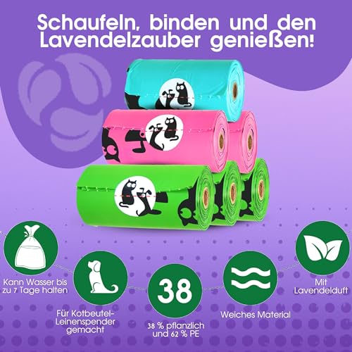 Hundekotbeutel Mit Duft, 720 Zählungen, Hundekotbeutel Für Alle Rassen - USDA Zertifiziert 41% Biobasiert Kotbeutel Für Hunde, Auslaufsicher Kackbeutel Für Hunde, Stark Hunde Kotbeutel Rollen
