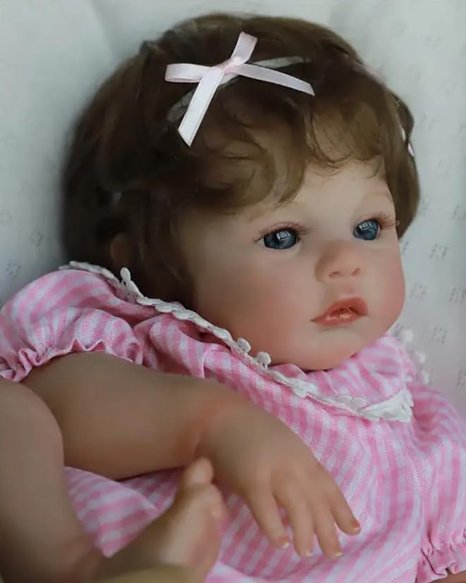 RXDOLL Realistyczne lalki Reborn Baby Dolls silikonowe na całe ciało, winyl, 45 cm, anatomicznie poprawna, dziewczyna, prawdziwie wyglądające lalki niemowlęce, ukorzenione włosy, realistyczna lalka