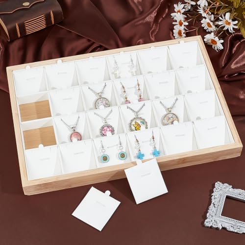 Plateau de présentation bijoux blanc à 24 compartiments en cuir