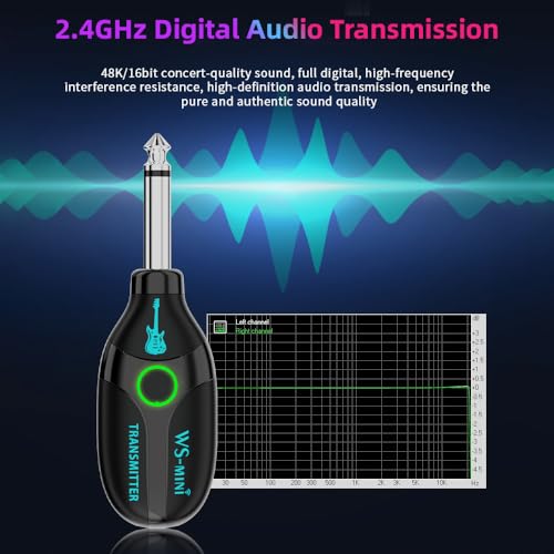 Solinder wireless guitar system 2.4G Wireless Guitar System 48K/16bit Real-time Transmission Rechargeable 4 Channels Not Require Pag Colorful Indicator Lights Guitar Transmitter Receiver Set for Elect - Image 2