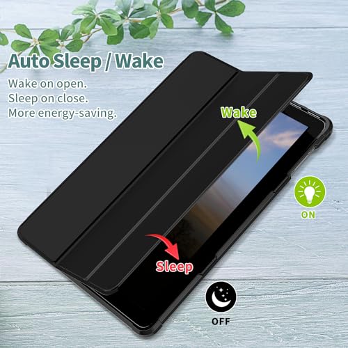 Image of DJDJ&RPPQ Dual Angle Lightweight Trifold Stand with Soft TPU Back Case Not fit 10in Sony Nokia with Auto Wake-up- Black