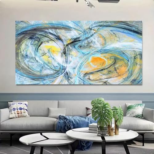 Lienzo con arte de línea abstracta, impresión artística, pintura moderna, imágenes para dormitorio, sala de estar, hogar, oficina, decoración de pared, 50 x 100 cm (20 x 39 pulgadas), sin marco