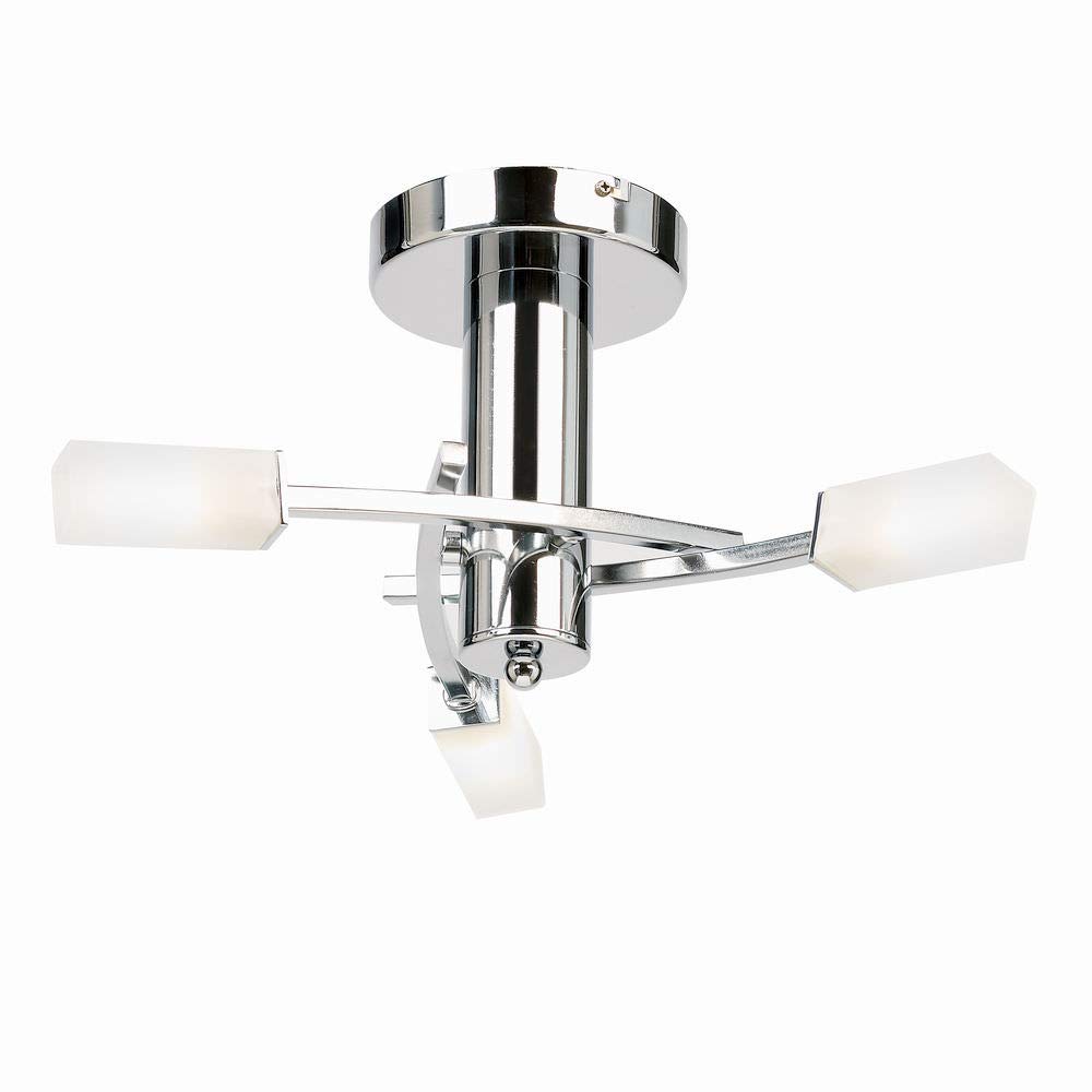 Betta Lighting Chrome & Frosted Glass G9 Semi Flush Dimmable 3 Lamp Ceiling Light