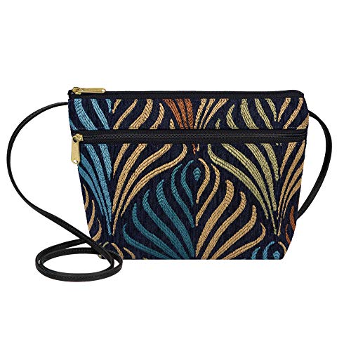 Danny K. Women's Tapestry Zipper Purse Crossbody Handbag, Adjustable Cord,