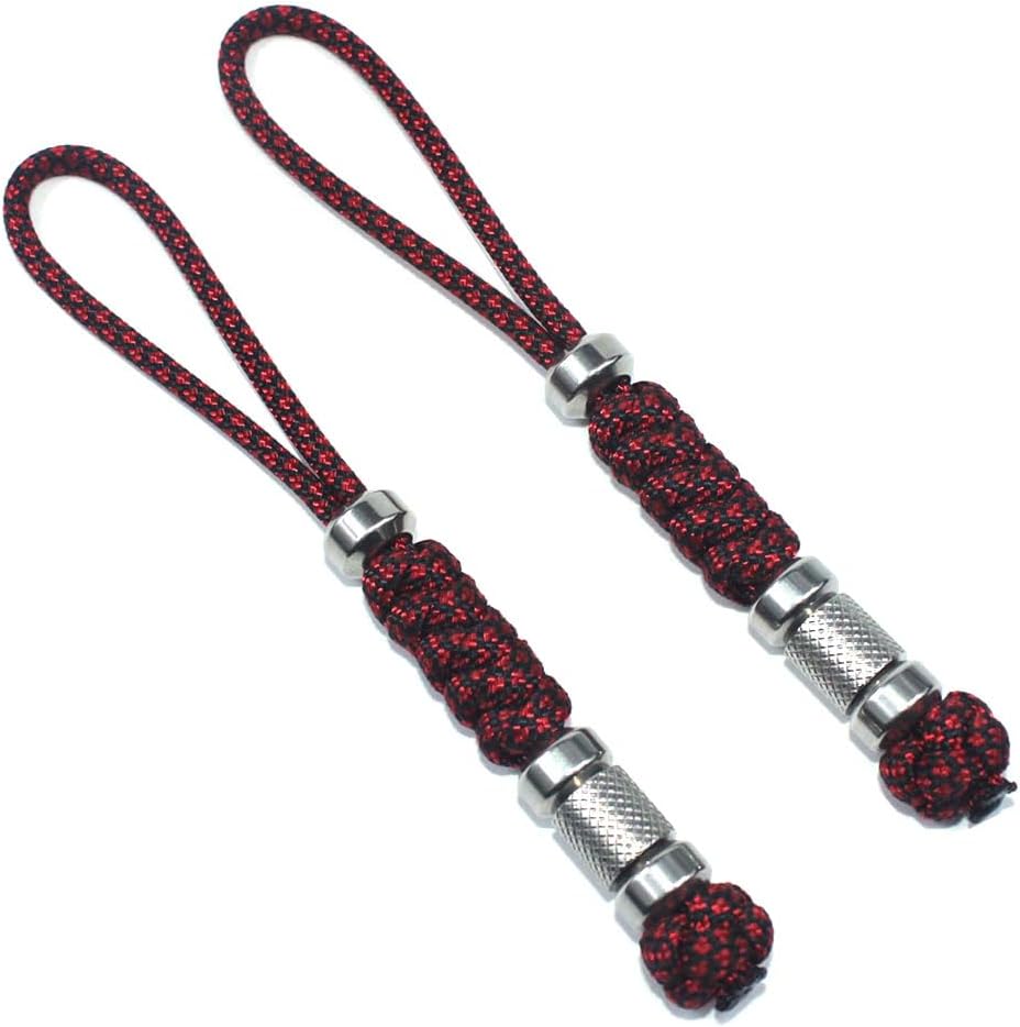 Trufas 2 Pack Knife Lanyards Paracord Keychains Paracord Lanyard, Red/Black | Lanyard with Stainless Steel Beads, for Knife EDC Tools Backpacks Keychains, 5.3 INCHES