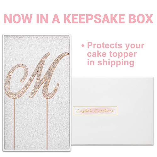 Letter M Cake Topper - Premium Rose Gold Metal - M Monogram Wedding Or Anniversary Party Sparkly Rhinestone Initial Decoration Makes A Great Centerpiece - Now Protected In A Box #TOP1