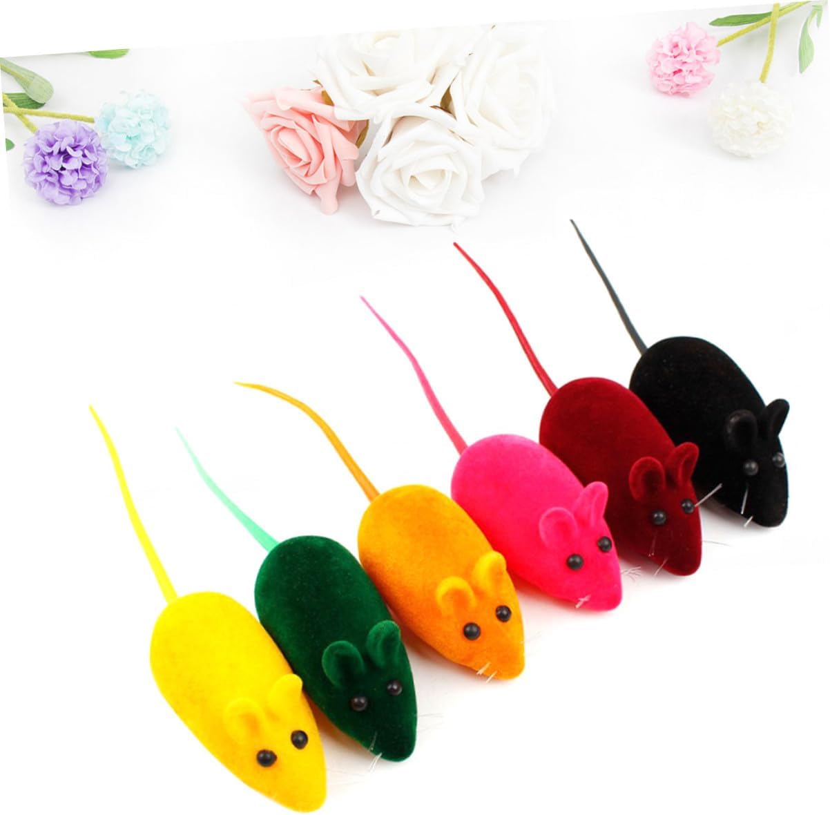 ORFOFE 16 Piece Sound Mouse Toy for Cat and Kitten Interactive Play | Artificial Mouse Shape, Decorative Safe Design, Evade Material, Eye-Catching Sound Feature, 16Pcs Set