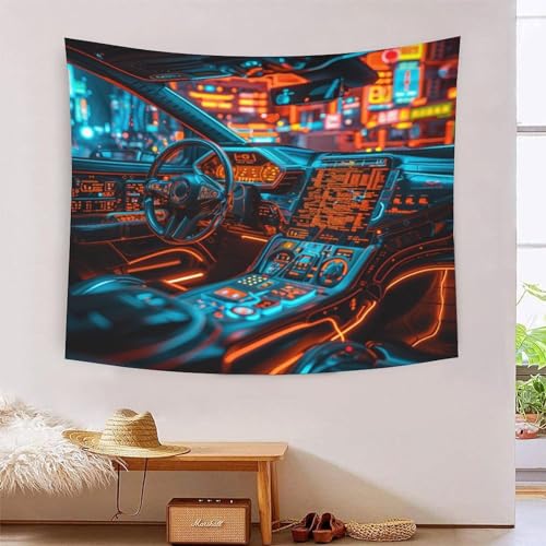 Tapisserie murale tissu voitures du futur pour chambre et salon moderne
