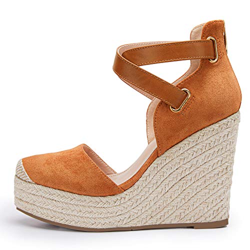Image of PiePieBuy Womens Wedge Espadrille Ankle Strap Closed Cap Toe Platform Heeled Sandals