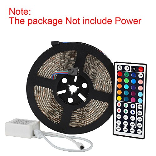 Image of SUPERNIGHT Waterproof RGB LED Strip Light+ 44Key IR Remote Controller | 16.4ft, 300LEDs, SMD 5050, Flexible, for Bedroom TV Backlight Christmas Valentines(Not Include Power Adapter)