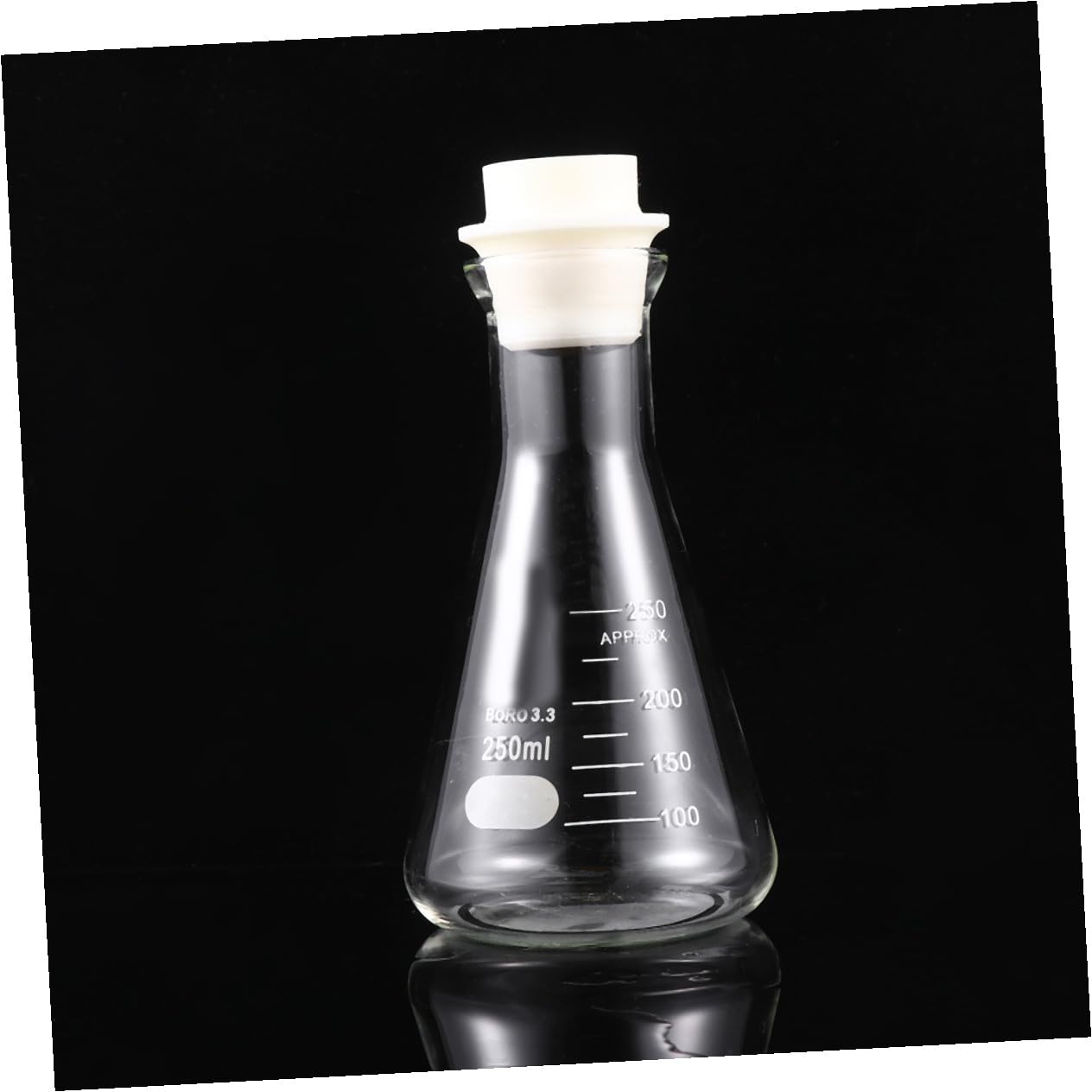 Matraz Erlenmeyer de Vidrio de 250ml con Corcho Inodoro para Laboratorio y Escuela, Adecuado para Estudiantes en Experimentos Científicos
