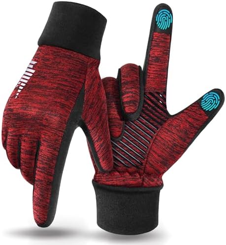 rivmount Lightweight Winter Running Gloves, Touch Screen & Anti-Slip Warm Thermal Glove Liners, Cool Weather Driving Cycling Hiking Biking Walking Sporting for Women Men