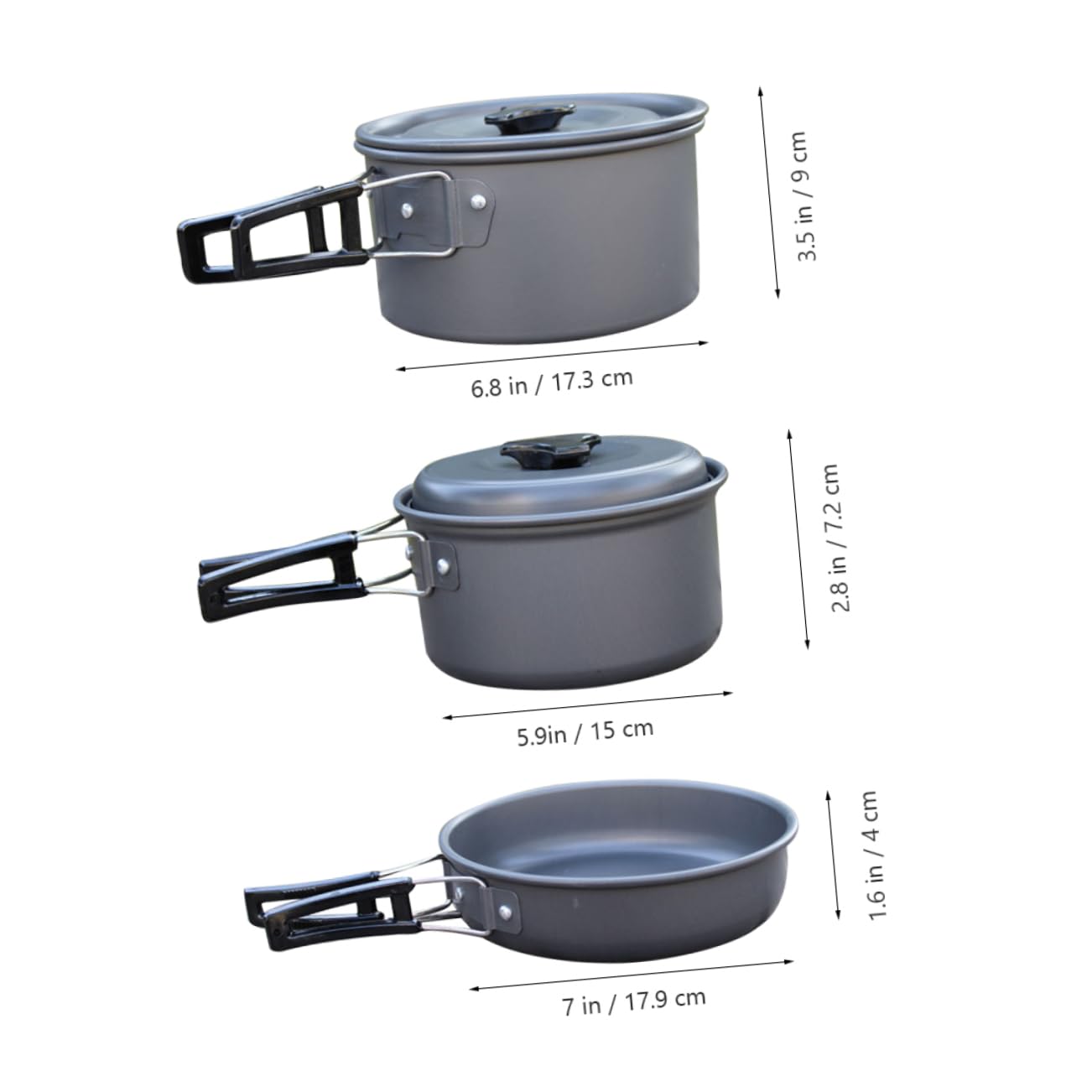 Mikikit 1Set Portable Camping Cookware for People Non Stick Cooking Equipment with Pot Pot Frying Pan Utensils and Mesh Bag for Outdoor BBQ Picnic