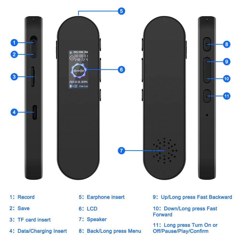 Mini Dicteerapparaat, 64 GB, Opnameapparaat, Digitaal Dicteerapparaat Met Ruisonderdrukking Digitaal Audio Recorder Weergave Voor Conferenties Cursussen 2410284665
