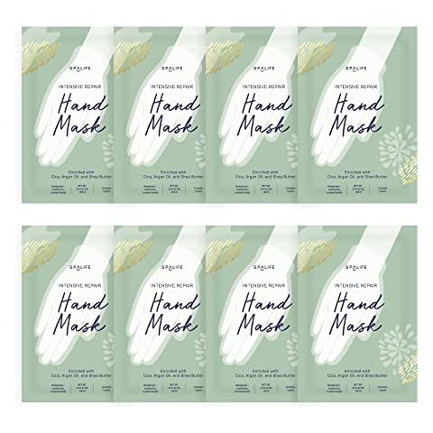 SpaLife Intensive Repair Ultra-Moisturizing Hand Masks with Cica, Argan Oil, and Shea Butter to Soothe dry, and Cracked Hands (8 PACK) Cover