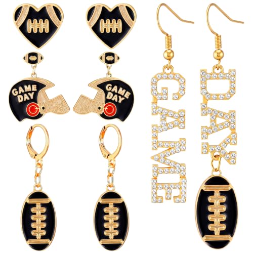 Image of Liliaafar 4 Pairs Game Day Football Earrings for Women