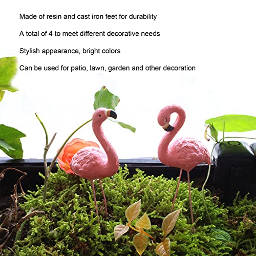 4 Pcs Vivid Small Flamingo Statue For Yard, Mini Lawn Plastic Flamingo Statue, Outdoor Garden Flamingo Statue Ornament Lawn Decor Gifts #TOP2