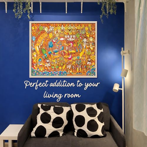 Image of Vishnu's Abode(वैकुण्ठ), 750 Pieces Premium Wooden Jigsaw Puzzle for Adults and Kids 12+ Years | Kerala Mural Art Gift Indian Artwork Puzzle | Gifts for Adults Teenagers