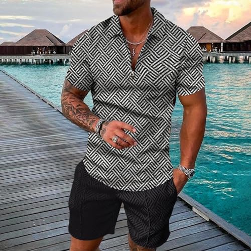 Mens Short Sets 2 Piece Outfits Matching Polo Shirts and Shorts Set Tracksuits2