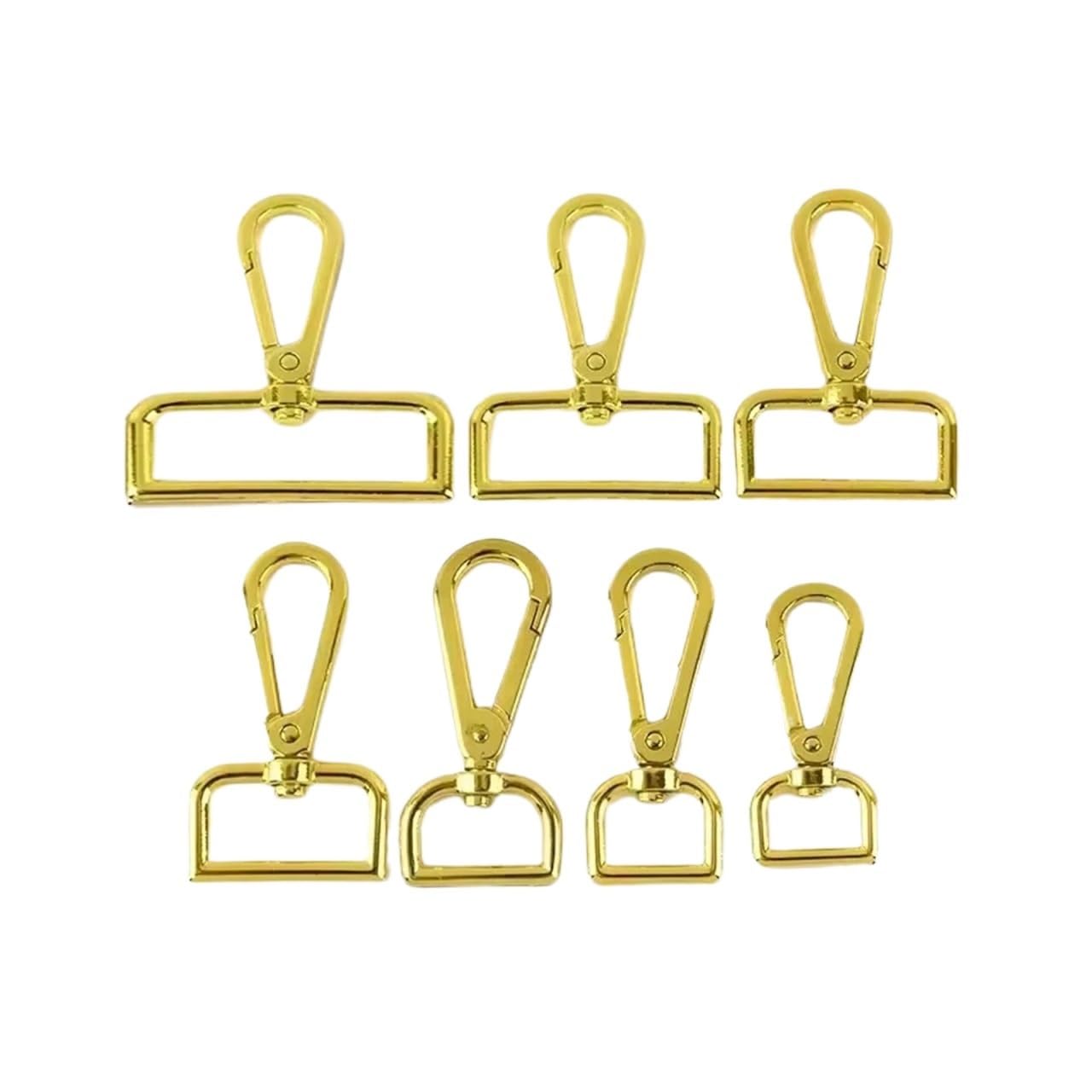PVUVTNAHW 100Pcs 16/20/26/32/38mm Metal Buckles Bag Strap Lobster Swivel Carabiner Snap Hook Collar KeyChain(F2-10-KGold,32mm)