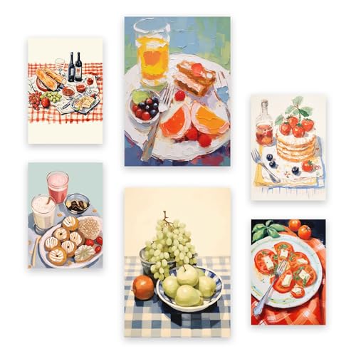 Nacnic Set de 6 Picnic Posters. En Póster de los amantes de la comida. Estampados decorativos estéticos para su sala de estar, dormitorio, hogar Tamaños A4 y A3