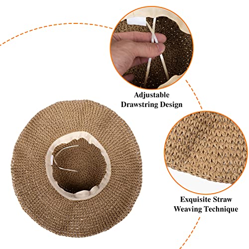Women Straw Hat Foldable Floppy Straw Wide Brim Sun Hat Beach Cap Summer Crochet Hat #TOP2