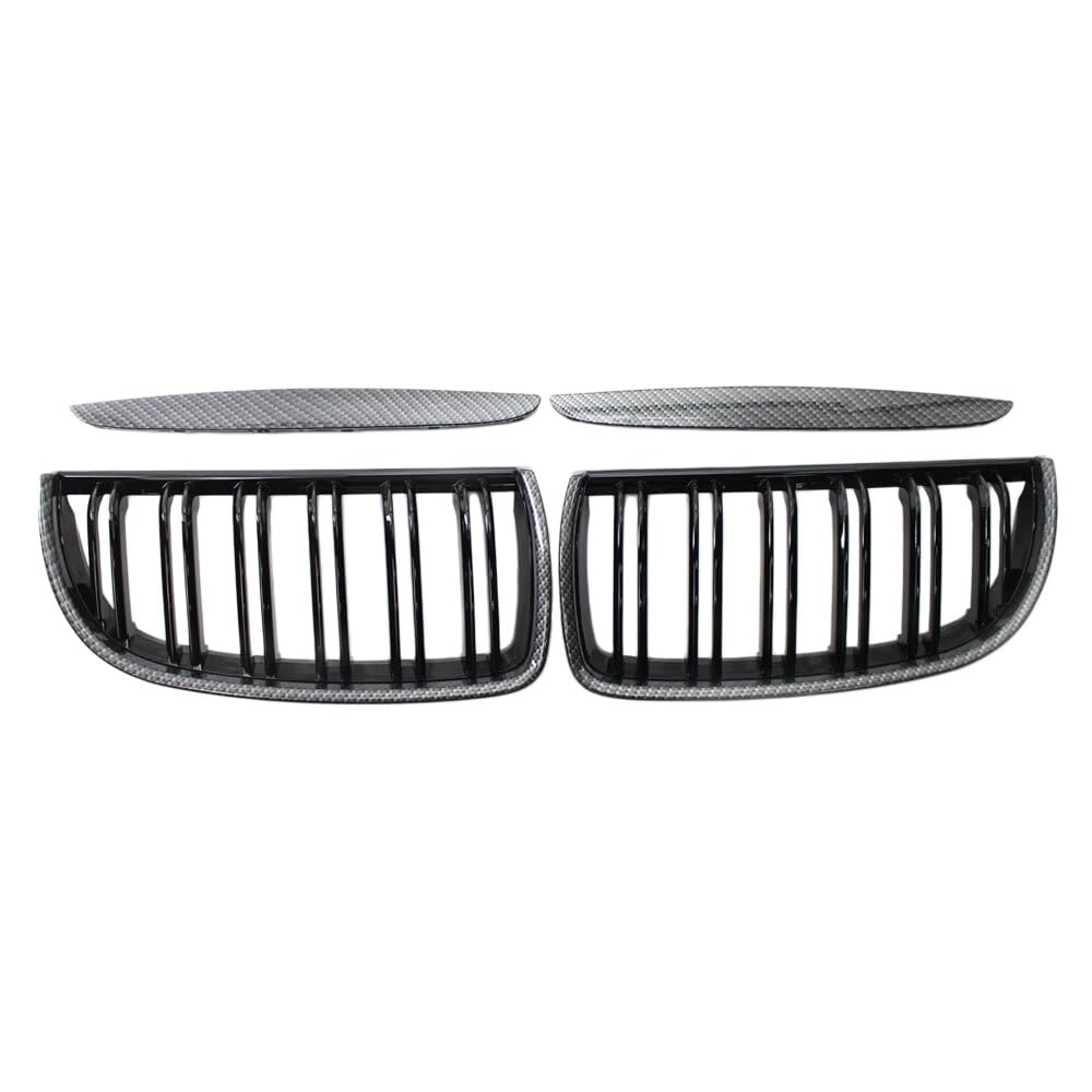 Rejilla frontal de fibra carbono BMW E90 328i 330i 335i pre-facelift negro brillante 7