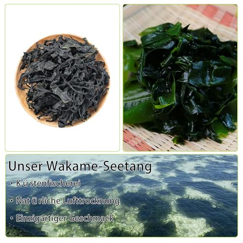 Wakame Algen, Getrocknete Premium Grade Wakame,glutenfreie & vegan, Rohkost,Getrocknete Algen,ideal für Salate, Suppen & asiatische Gerichte, zu Dashi und Misosuppe 1 x 100g